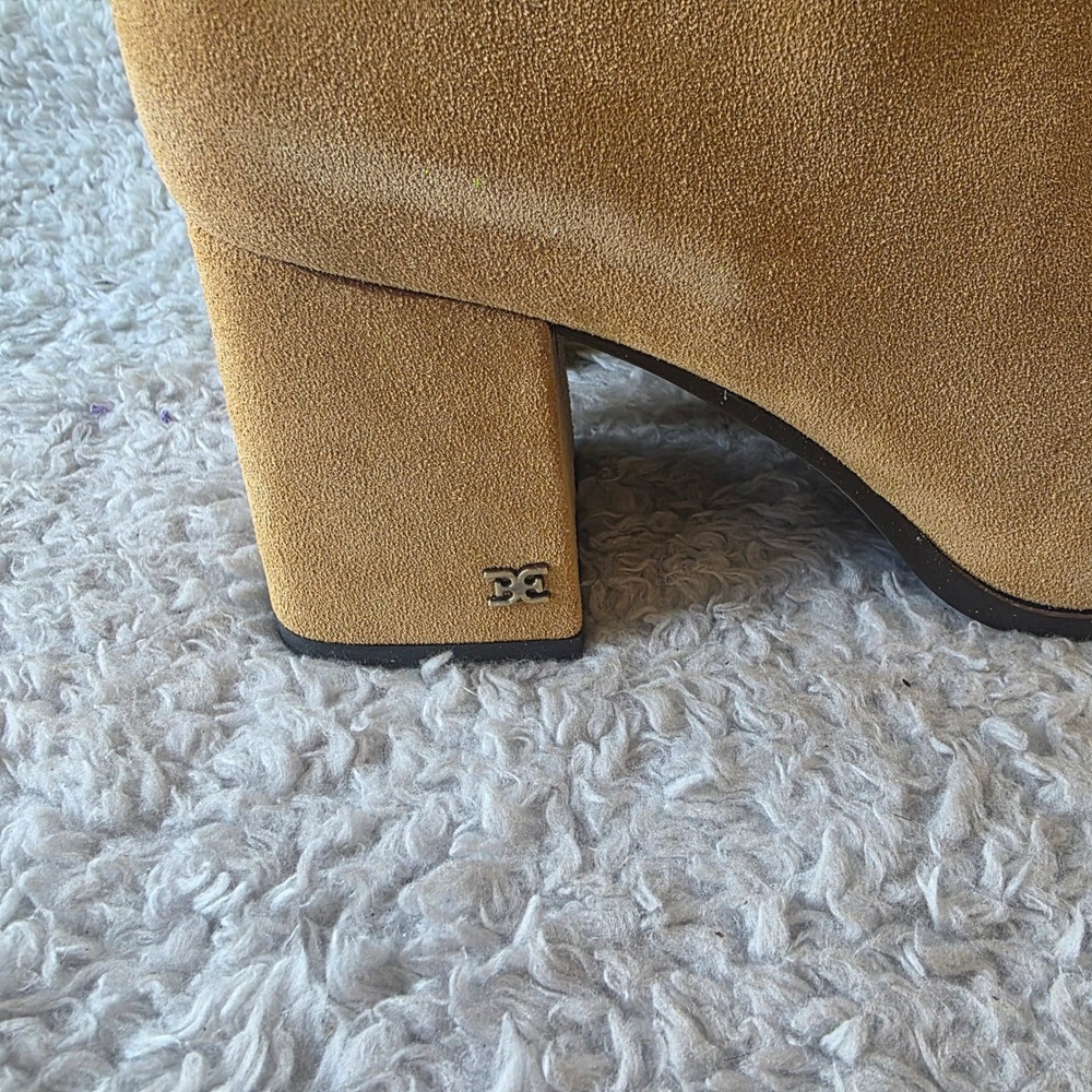 Sam Edelman Womens High Ankle Boots Tan Suede Leather Square Toe Booties 6.5 NEW - Picture 5 of 7